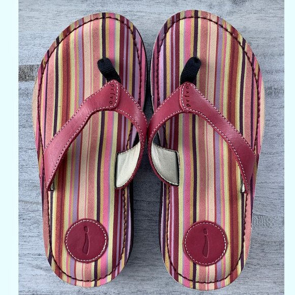 Clarks Privo Leather Flip Flops Sandals in a Coral Mix colour - Picture 1 of 5
